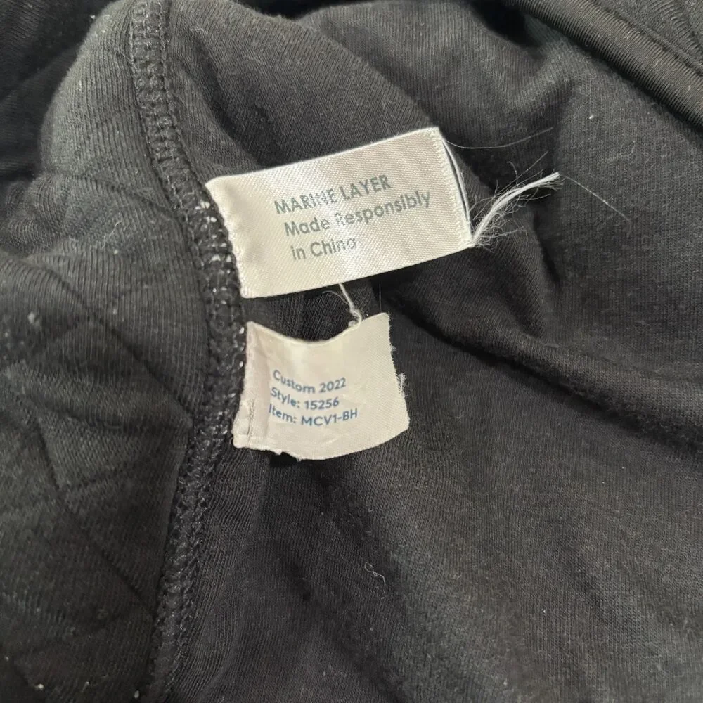 Marine Layer Corbet Quilted Vest Men XL Black Full Zip Outdoors Preppy Cabincore